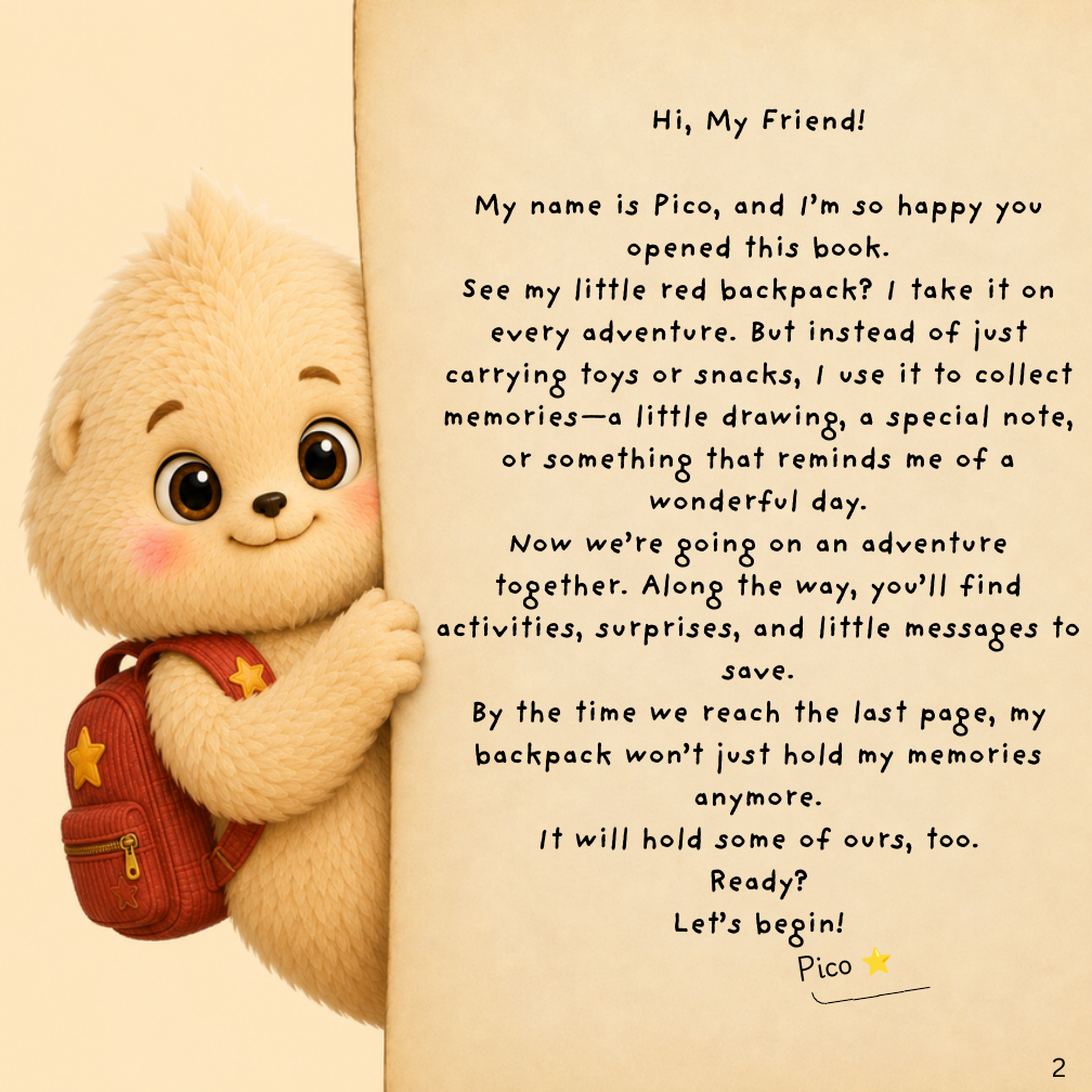 Pico introducing himself and the Time Away adventure